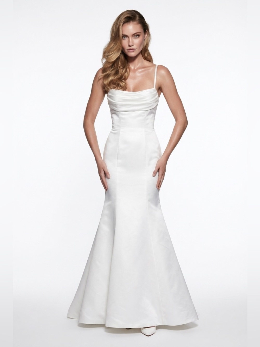 Mori Lee Simple Satin White A-Line Wedding Gown https:/